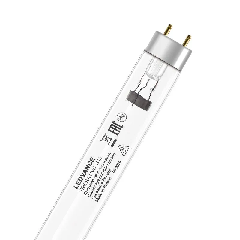 Лампа люминесцентная бактерицидная TIBERA UVC T8 15W G13 25X1 матовая, 253,7 нм, УФ-изл = 0,53 Вт/м2